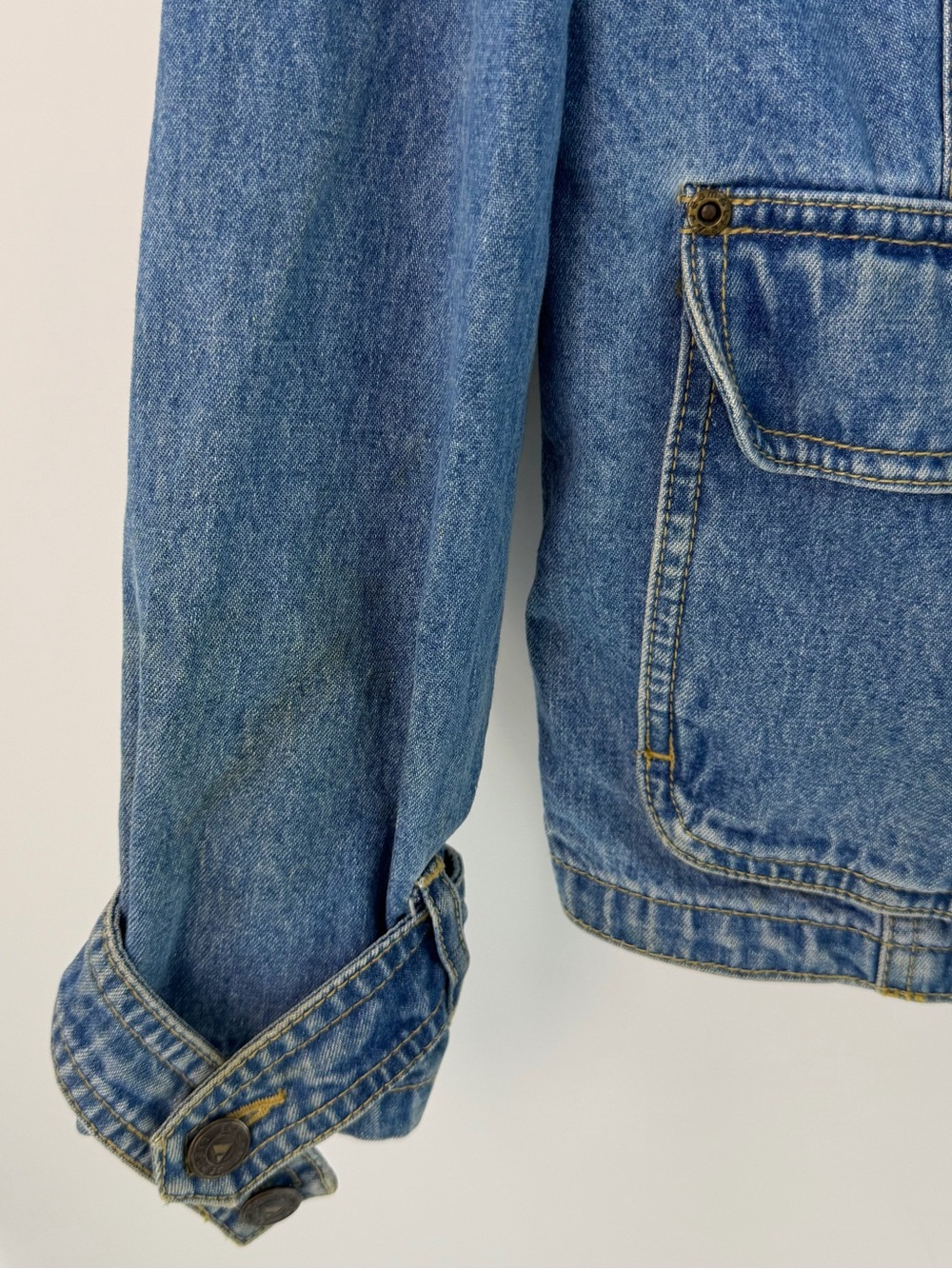 Lizwear Vintage Denim Jacket Womens Large Blue Cotton Trucker Utility Coat - Picture 6 of 11